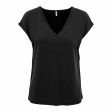 T-shirt à manches courtes femme Only Onlfree Life Mod.V-Neck Noir Online Hot Sale