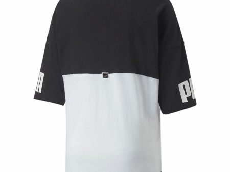 T-shirt à manches courtes femme Puma Power Colorblock Blanc Noir Online now